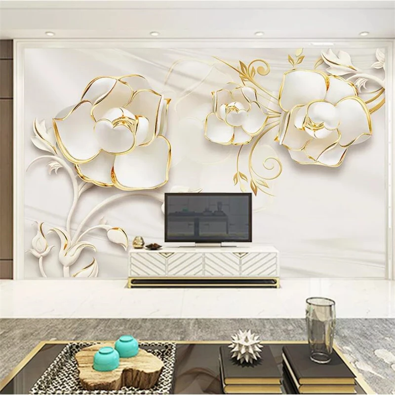 

wellyu Custom wallpaper 3D stereo photo murals silk rose home and rich gold wall decoration painting wall papers home decor 3d