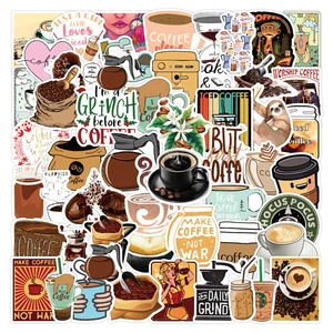 103050pcs cute coffee cartoon graffiti stickers aesthetics laptop guitar luggage phone waterproof anime sticker decal kid toy free global shipping
