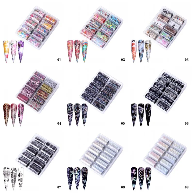 10 в 1 переводная Фольга для ногтей|Стикеры и наклейки| |