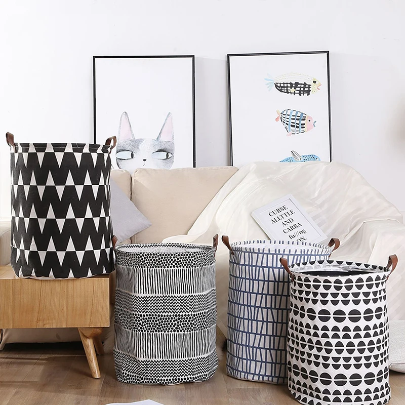 Хранение портфель для хранения ведро из хлопка и льна pe покрытие Dedroom Tissue Dirty Clothes