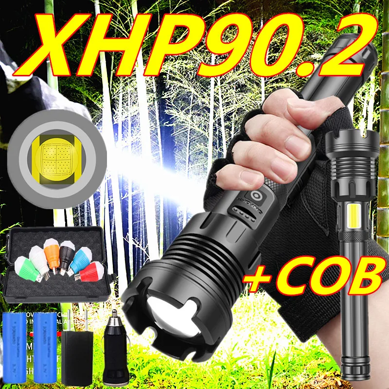 80000LM дропшиппинг XHP90.3LED + COB флэш светильник Zoom USB Перезаряжаемый дисплей питания