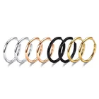 Женские гладкие серьги-кольца из нержавеющей стали, 1 пара, круглые серьги черного, золотого, серебряного цветов, 6 мм8 мм10 мм12 мм