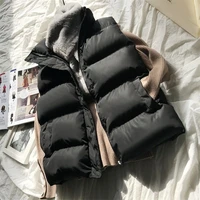 winter women cotton down vest warm sleeveless loose waistcoat casual stand collar short vest female padded jacket outerwear