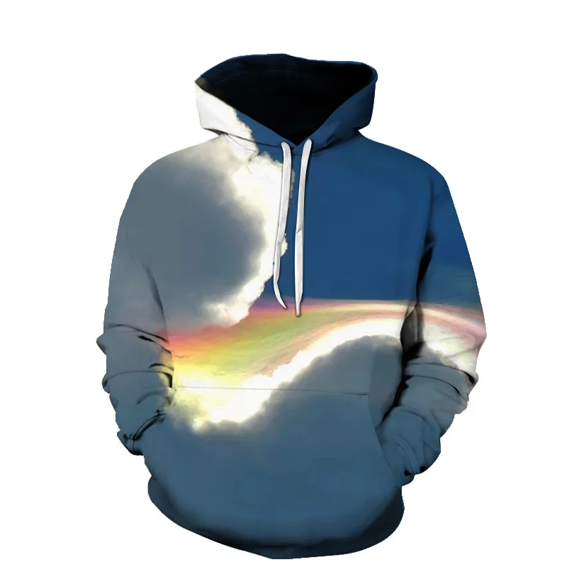 

Autumn Men Women Rainbow Cloud Fashion Hoodies Creativity Printed Sweatshirts Pullover Long Sleeve Oversize Streetwear Coat Top