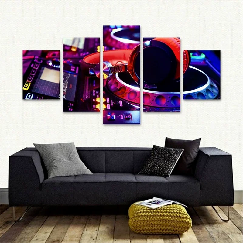 

5 Pieces of Amazon Wish Foreign Trade High-definition Micro-jet Core Music Guitar Five Joint Painting Living Room Decoration