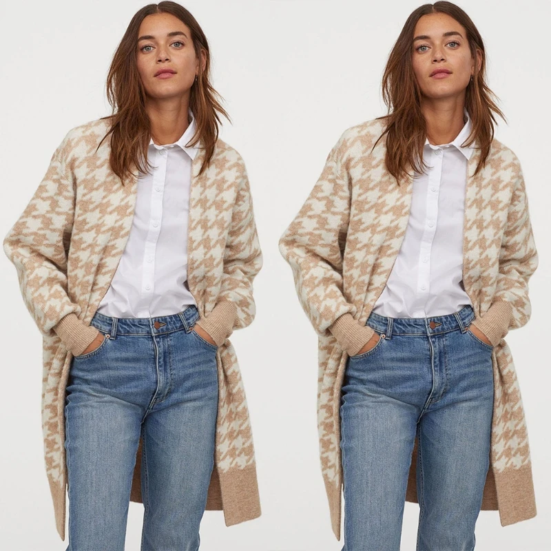 

Women Mid-Length Long Sleeve Cardigan Loose Fit Knitted Sweater Tops Autumn Winter Coat Jacket Casual Warm Outwear