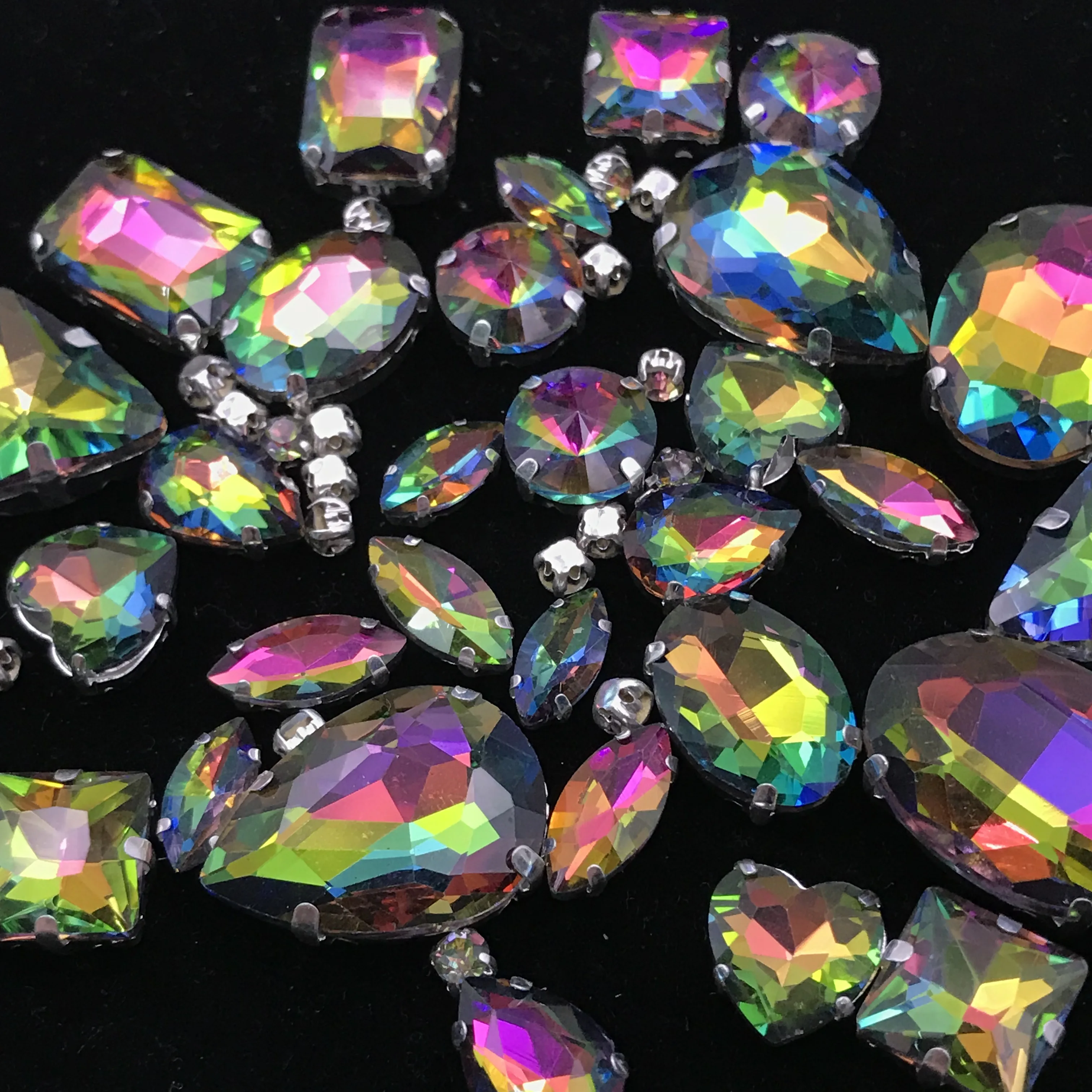 50 шт. радужных цветов смешанные формы Блестящий Кристалл Красочные пришить