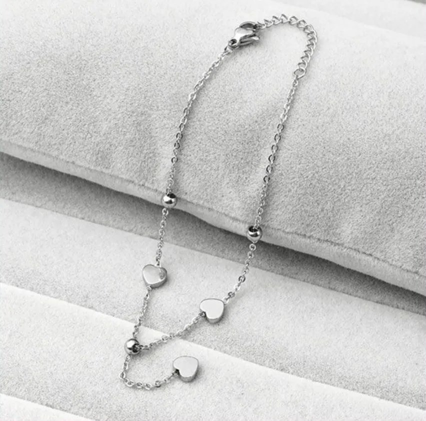 Silver Heart Брендовые браслеты-цепочки из нержавеющей стали, мини-медведь, бабочка, стрекоза, дельфин, пальмовое сердце, подвеска для девушек, браслеты для женщин, браслеты - Окраска металла: Silver Heart