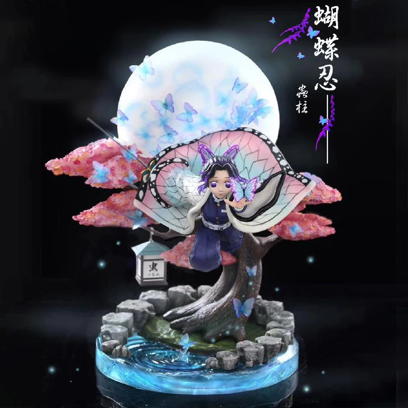 

YOQIDOLL 31cm Demon Slayer Modle Anime Devil's Blade Action Figure Kochou Shinobu Flying Posture Moon Statue Kimetsu GK Dolls