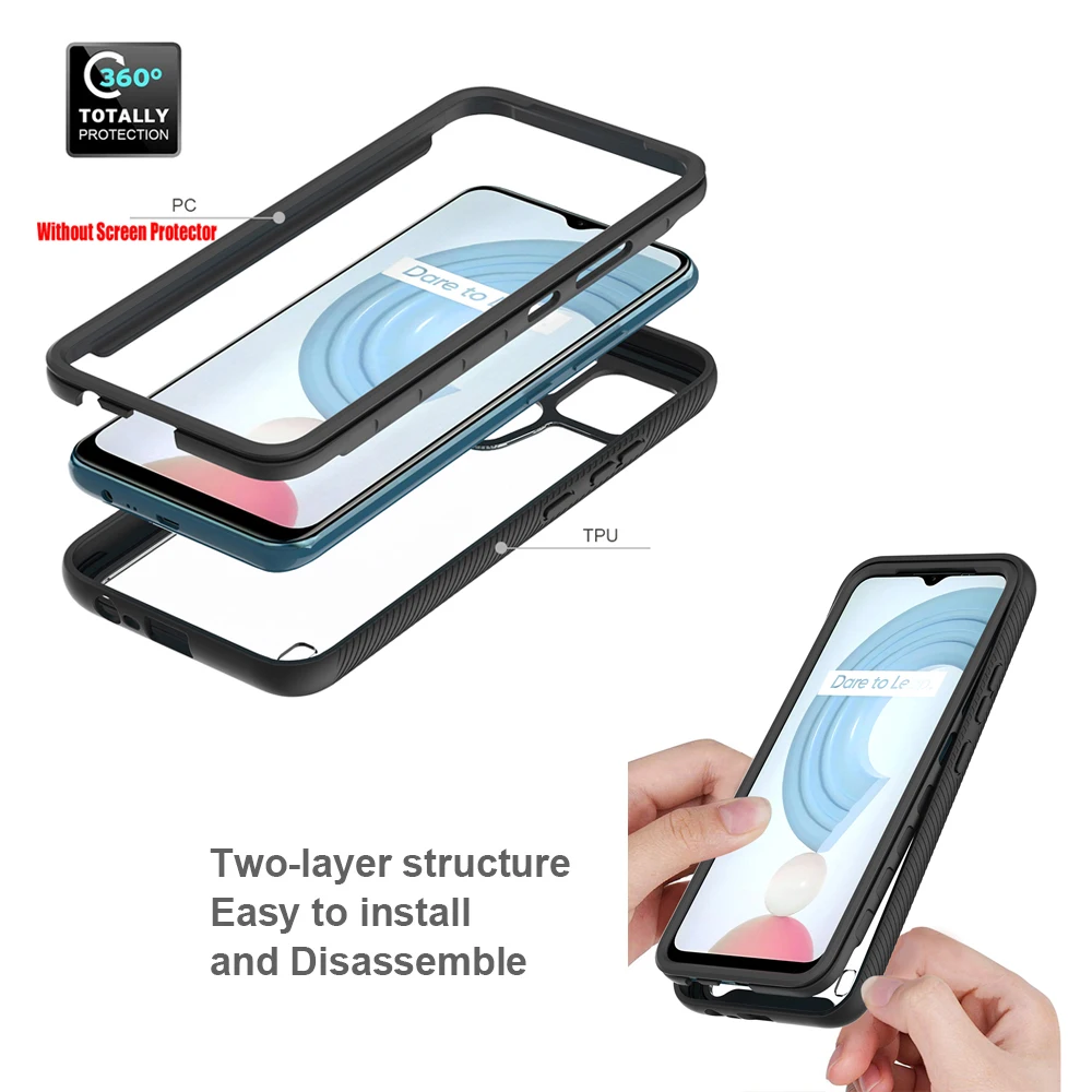 realme c21y 25 2021 crystal case 360 protect bumper etui capa for oppo realme c21 y case realmi c 21 c25y phone cover shockproof free global shipping