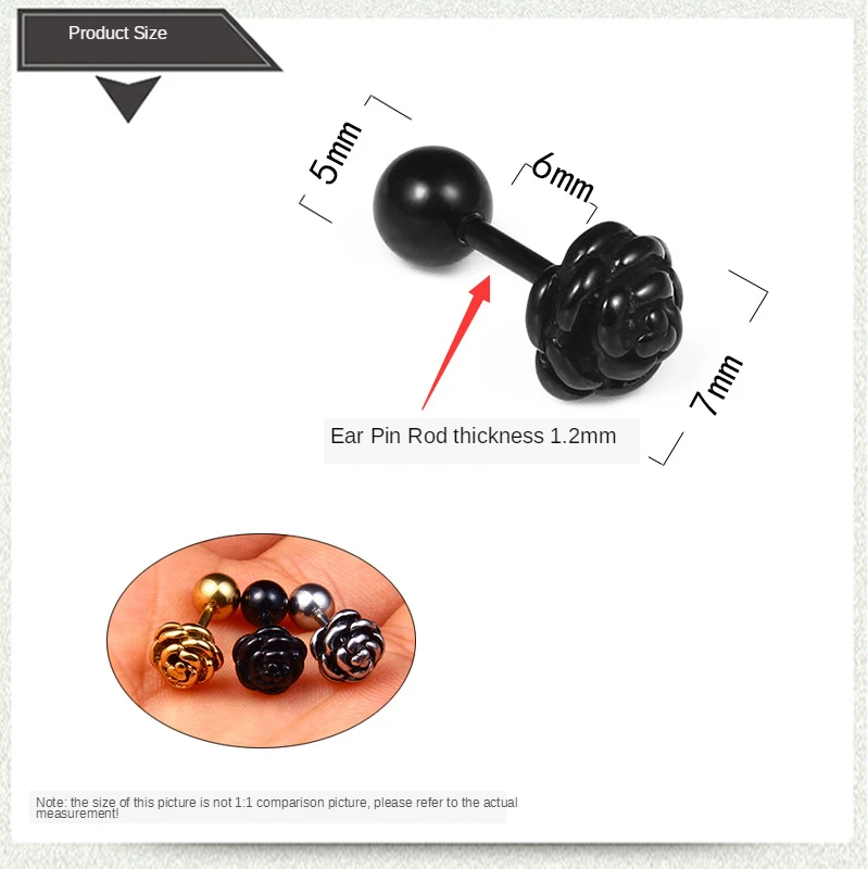 

2020 new titanium steel earrings Korean Rose Earrings titanium steel screw simple small earrings jewelry for men and women