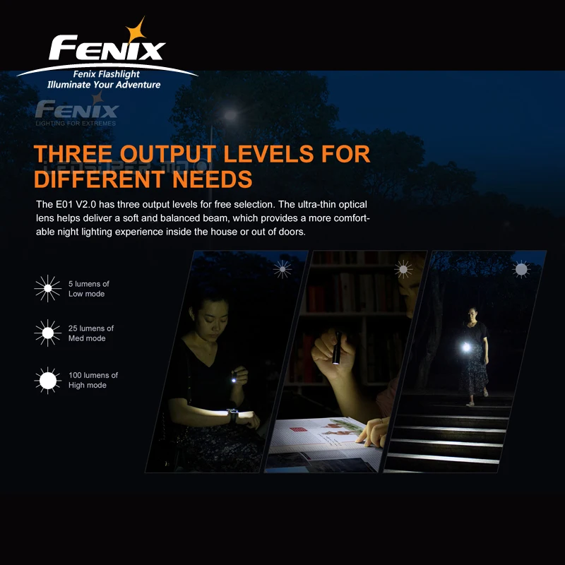 Фонарик для ключей Fenix E01 V2.0 с питанием от AAA|flashlight camera|china winchchina module |