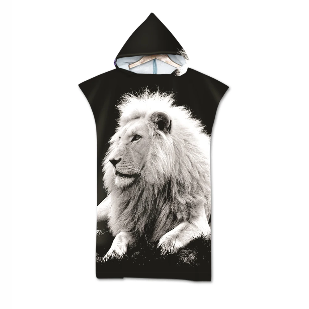 Бесплатная доставка подарок Прохладный Животные пляжное полотенце-пончо Лев