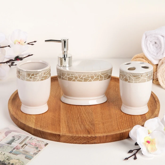 Набор аксессуаров для ванной комнаты 3 предмета &quotМрамор&quot|Наборы ванной| |