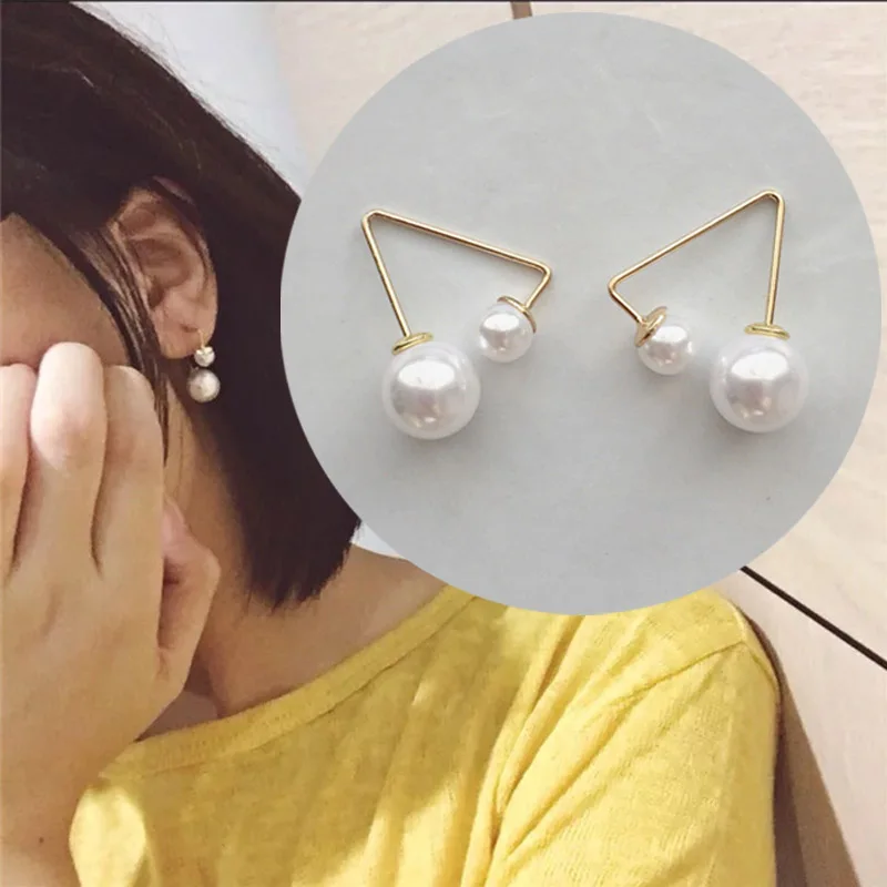 2020 Модные Простые геометрические треугольные серьги двусторонние шарики