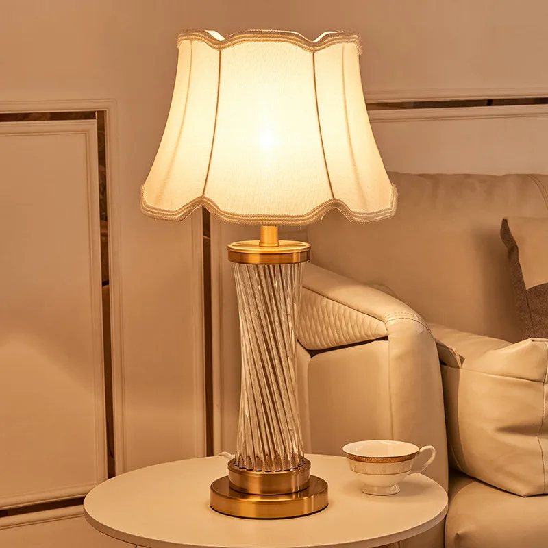 

Light Luxury Modern Simple American Minimalist Glass Table Lamp For Living Room Sofa After Tea Table Warm Bedroom Bedside Light