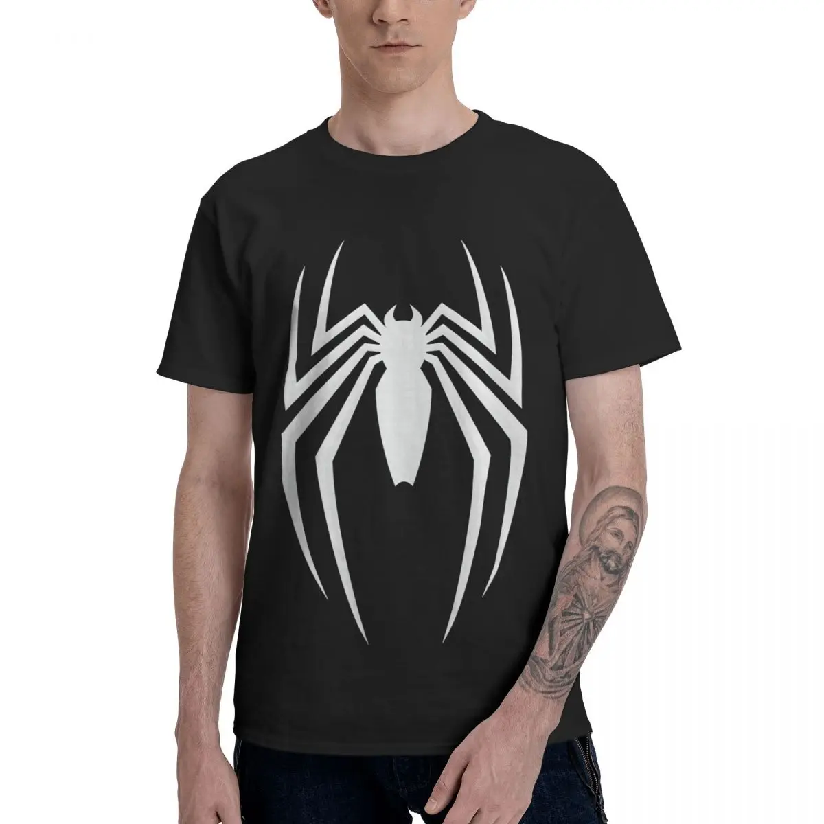 

White Spider T Shirts 100% Cotton Round Neck Men's T-Shirts Short Sleeve Plus Size Novelty Tees Tops EU Size