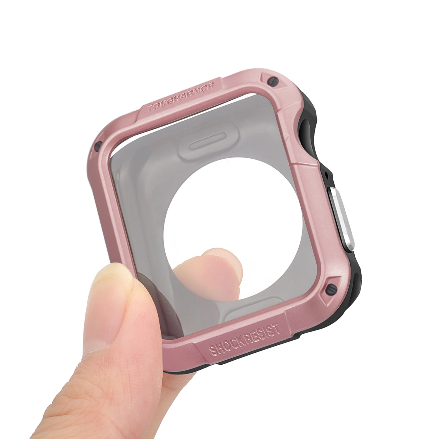 pink gold Прочный защитный чехол на весь экран для Apple Watch 42 мм 38 мм 40 мм 44 мм чехол со встроенным экраном для iWatch5 4 3 2 1 - Цвет ремешка: pink gold