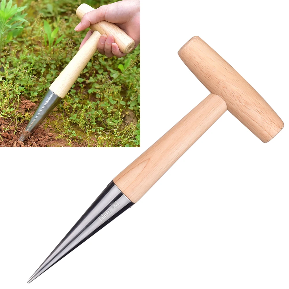 

Garden Tools Cultivation Migration Outdoor Practical Durable Accessory Hole Punch Wood Handle Loosen Soil Plant Sow Dibber