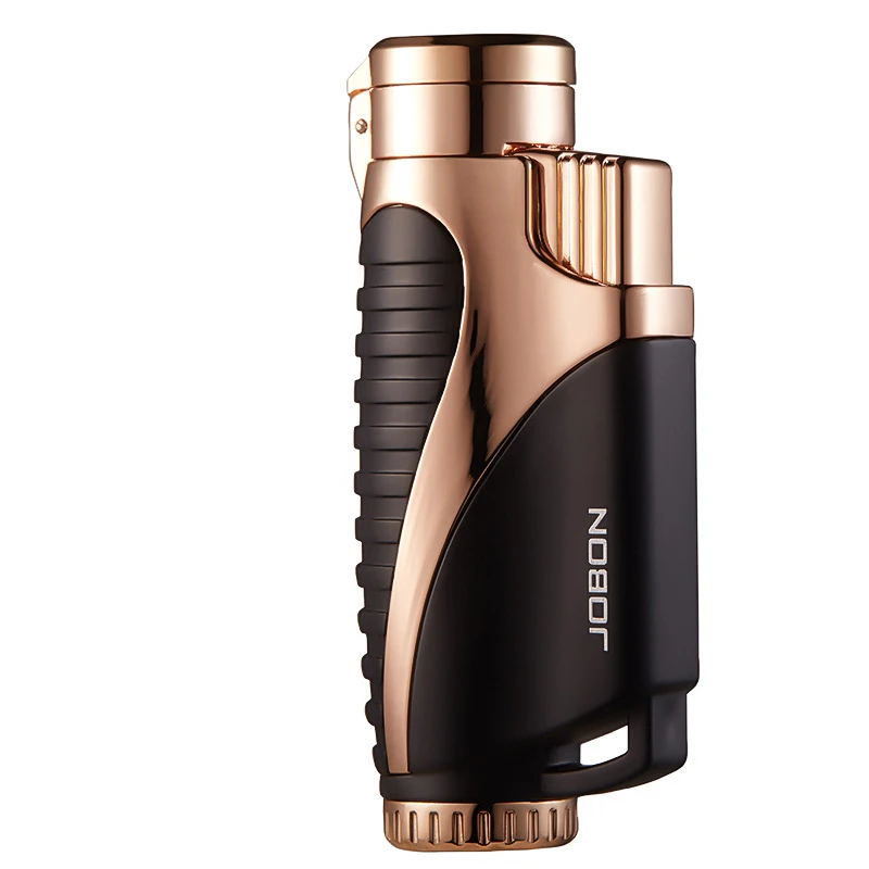 Металлическая зажигалка для сигар факфонарь с 3 струями пламени и бутана