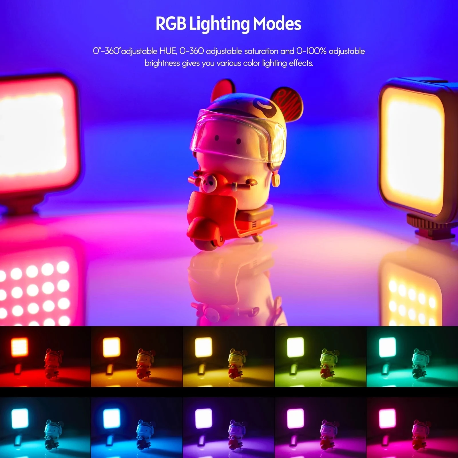Фото Светодиодный видеосвет Godox LITEMONS LED6R RGB, перезаряжаемый, 13 световых эффектов, магнитное крепление, 3 крепления типа 