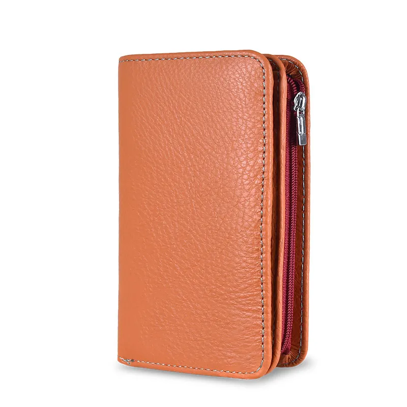DICIHAYA Rfid Женский кошелек из натуральной кожи, Женский кошелек Portomonee, кошелек для монет, женские короткие сумки для денег, дизайнерская цветная открытка с вышивкой, сумка - Цвет: Оранжевый