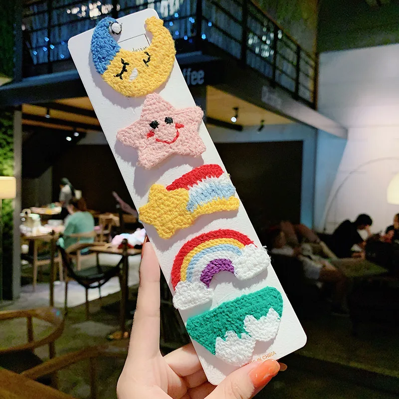 Набор милых и детских шерстяных вязаных заколок для волос с изображением фруктов