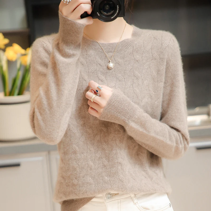 Женский трикотажный пуловер из 100% мериносовой шерсти с круглым вырезом | Женская