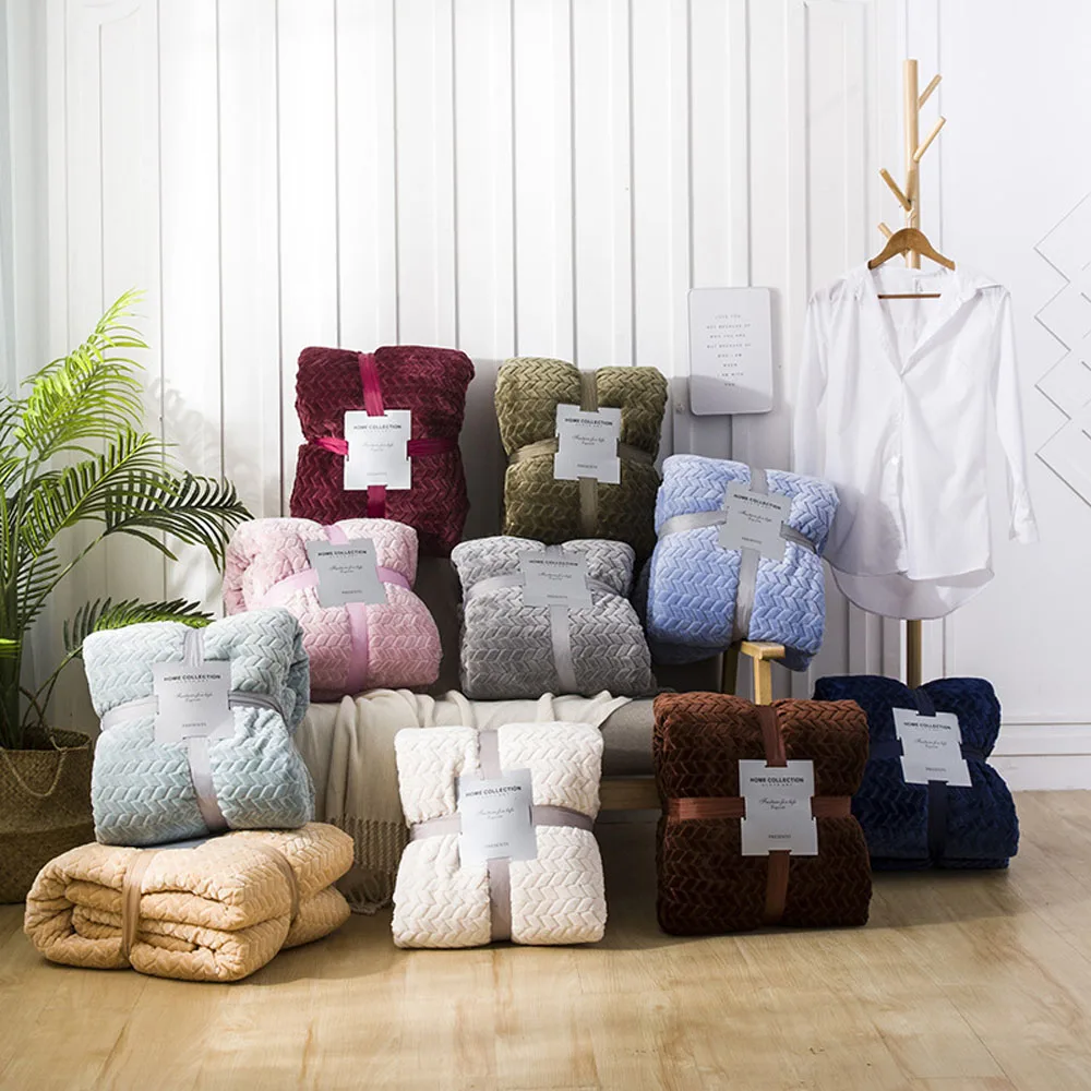 Пшеничные уши жаккард кашемир сплошной цвет двойной толстый твист одеяло