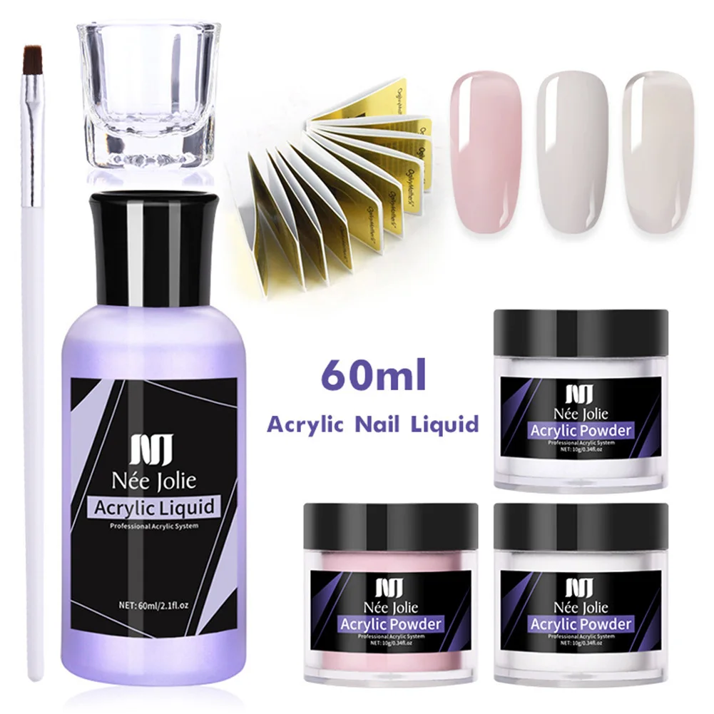 

New Acrylic Powder DIY Nail Salon Nails Art Set Natural Dry Long Lasting French Nail Liquid Nail File Glass Pen Set for Woman