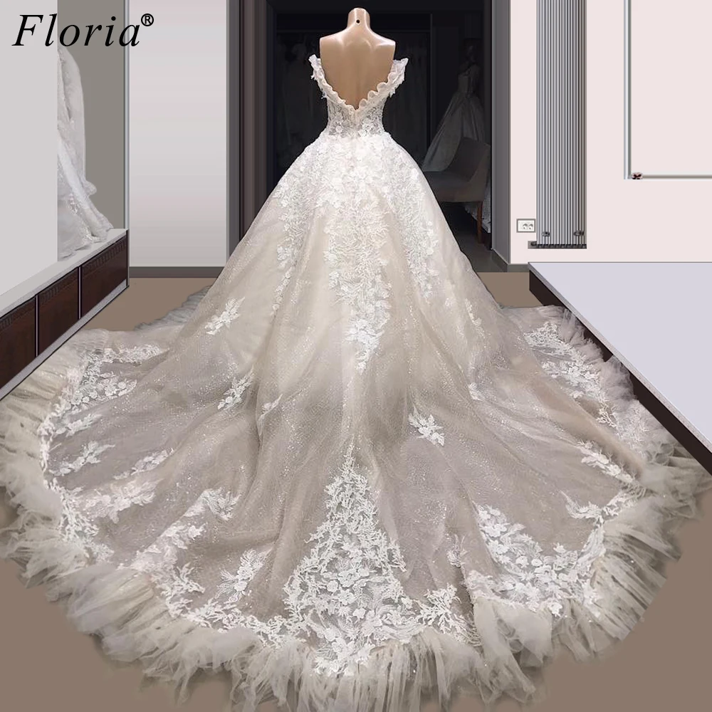 

Vestido De Noiva 2020 Pregnant Plus Size Flowers Wedding Dresses A-Line Chapel Princess Wedding Gowns Appliques Abito Da Sposa