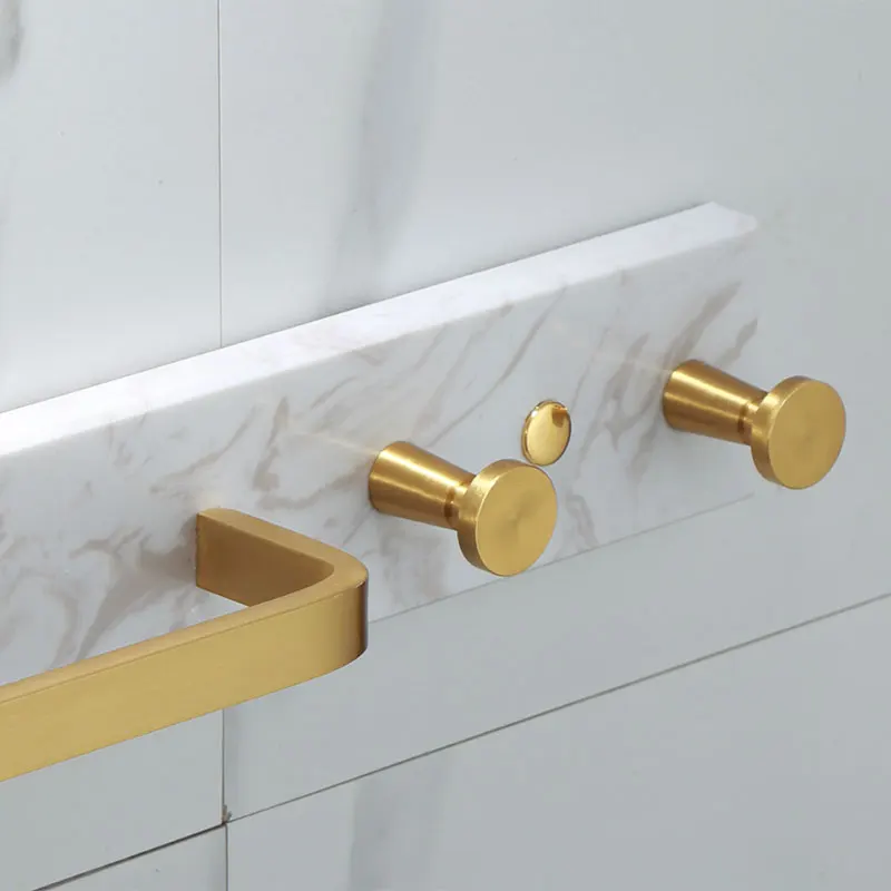 Вешалка для полотенец Tuqiu с крючками настенная 50 см золотистая вешалка ванной