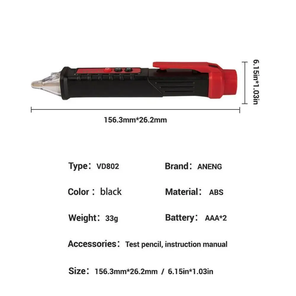 

12-1000V Non-Contact AC Voltage Detector LCD Digital Electeic Sensitivity Handy Test With Meter Adjustable Pen Display