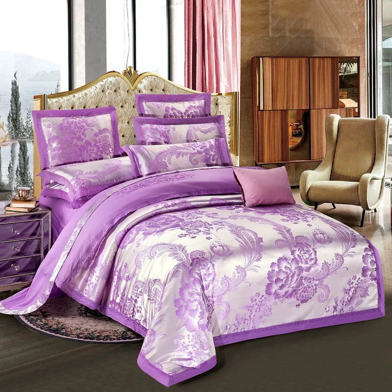 

European-Style Satin Jacquard 100% Cotton Four-Piece Suit Bed Sheet Quilt Cover Wedding Bedding Set unicorn bedding