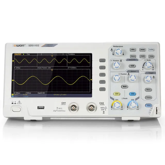 Цифровой осциллограф OWON SDS1102 2-канальный Высокоточный прибор с частотой 100 МГц и