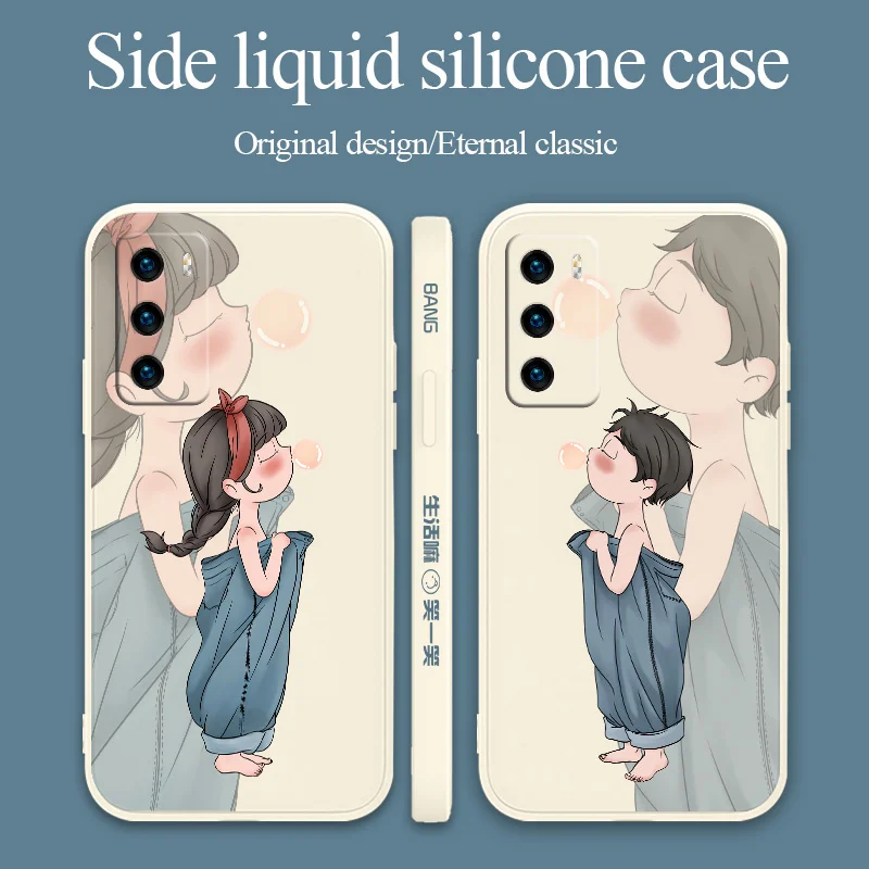 

Red Hair Band Girl Case For Huawei P40 P40Lite P30 P20 Mate 40 40Pro 30 20 Pro Lite P Smart 2021 Y7a Liquid Silicone Cover