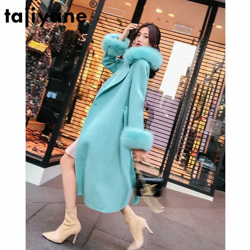 

Autumn Spring Korean Women Tops Fox Fur Collar Alpaca Woolen Coat Female Jacket Long Wool Coat Manteau Femme Hiver ZT1632