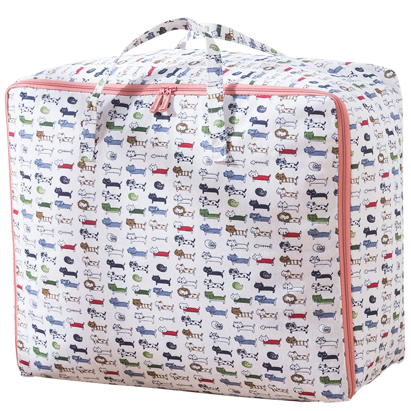 

Simple Plaid Storage Bags Cotton Linen Fabric Wardrobe Clothes Storage Boxes Move Packaging Bag For Quilt Blanket Beddings