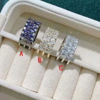 funmode clear purple aaa cubic zircon adjustable open ring for women full finger accessories wedding party ring wholesale fr272