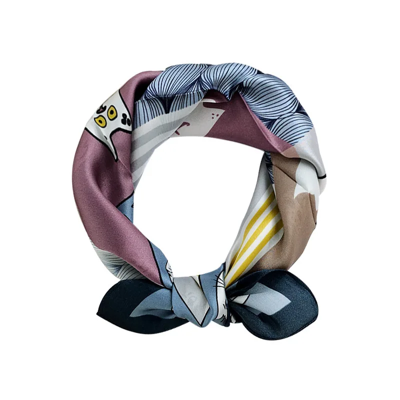 

New Arrival 100% Pure Silk Scarf 2020 Women Neck Hair Foulard Bandana Square Small Headband Hijab Print Poncho Scarves Pashmina