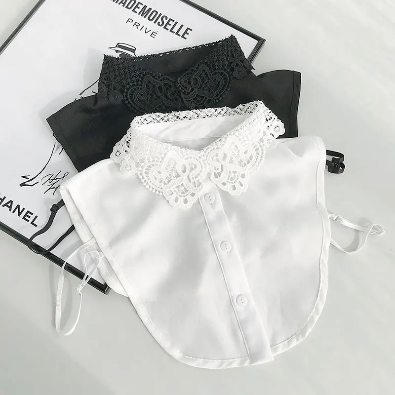 

2021 New Women Lace Fake Collar Blouse Vintage Detachable Shirt Collar False Collar Lapel Blouse Top Women Clothes Accessorie