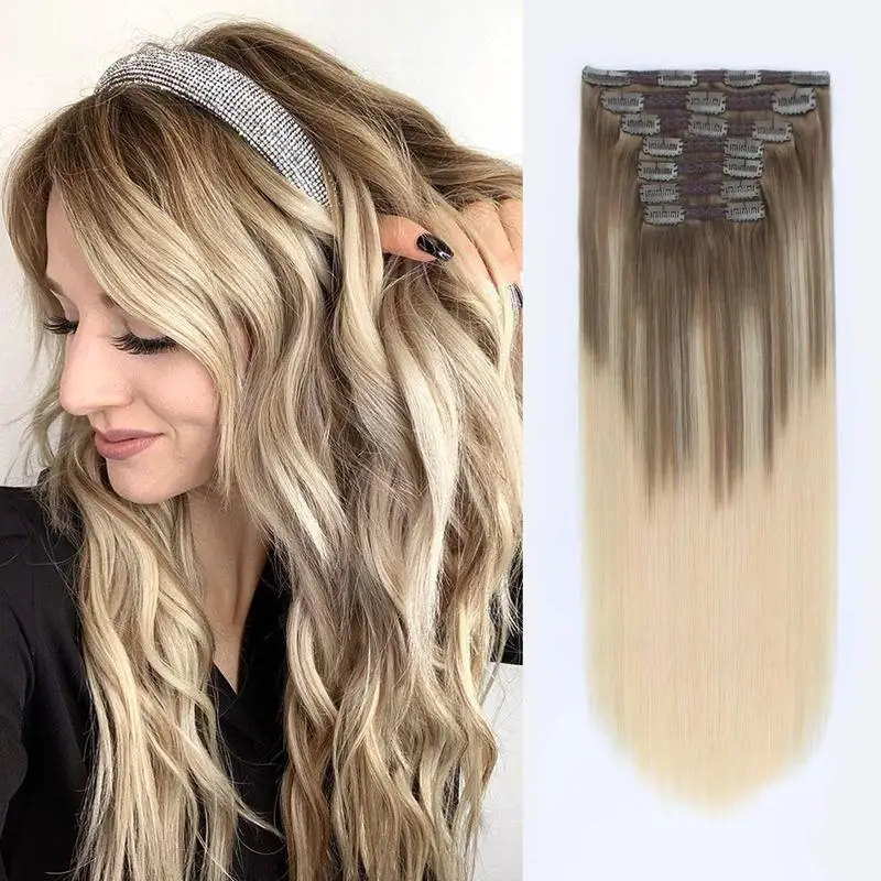 Kayla Hair Clips In Brazilian Human Hair Straight Clip In Hair Extensions 7 Pieces And 120g/Set Natural Color Remy Hair