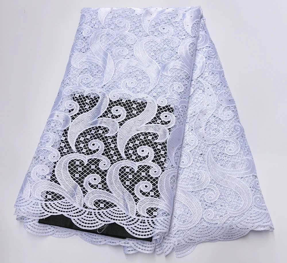Новинка 2019 белая африканская кружевная ткань 5 ярдов высококачественное