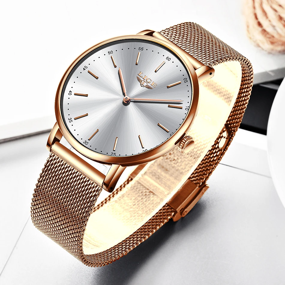 LIGE 2020 Fashion Mens Watches Top Brand Luxury Quartz Watch Men Casual Slim Mesh Steel Waterproof Sport Relogio Masculino | Наручные