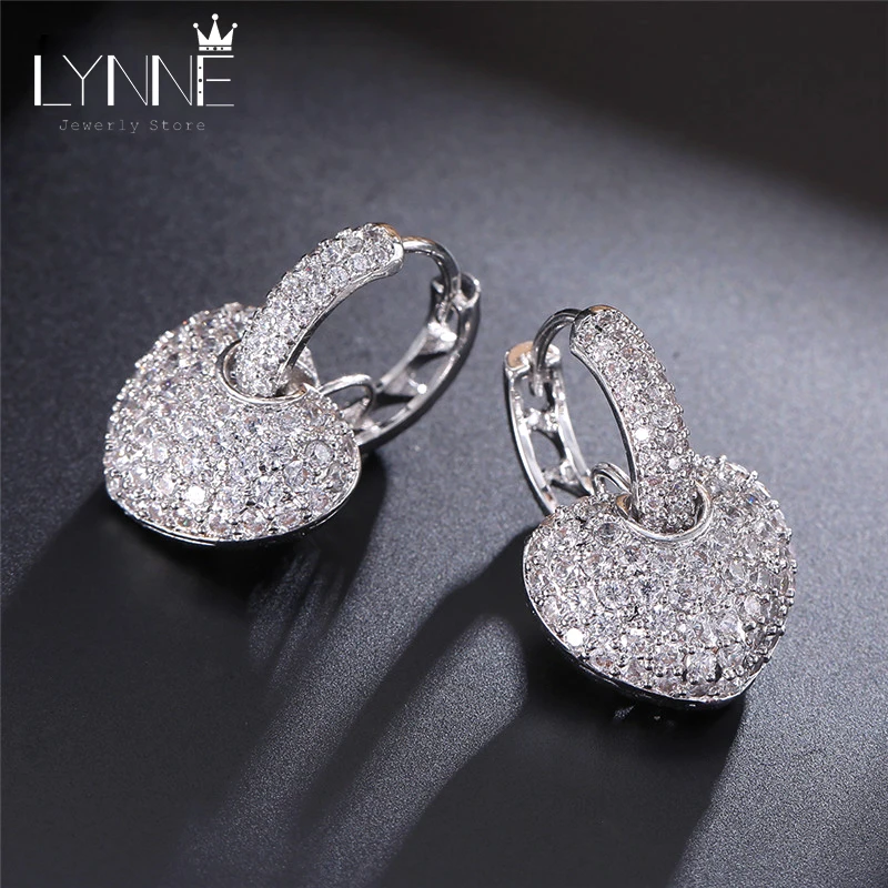 Подвеска в форме сердца стиле панк-рок с цирконием серьги-кольца двойного