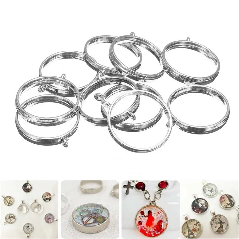 10 шт./компл. цинковый сплав серебра с открытой спиной оправа c глухой закрепкой