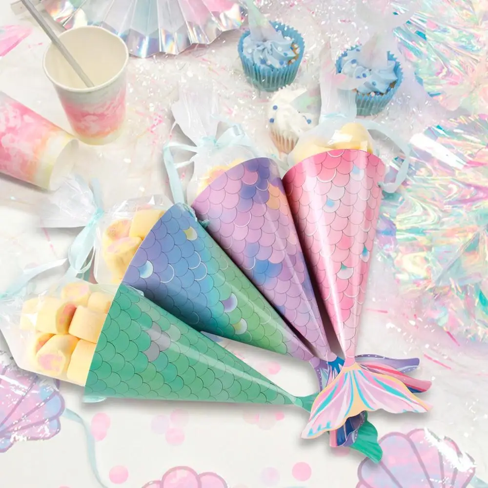 Одноразовая посуда с маленькой русалочкой декор для дня рождения бумажные