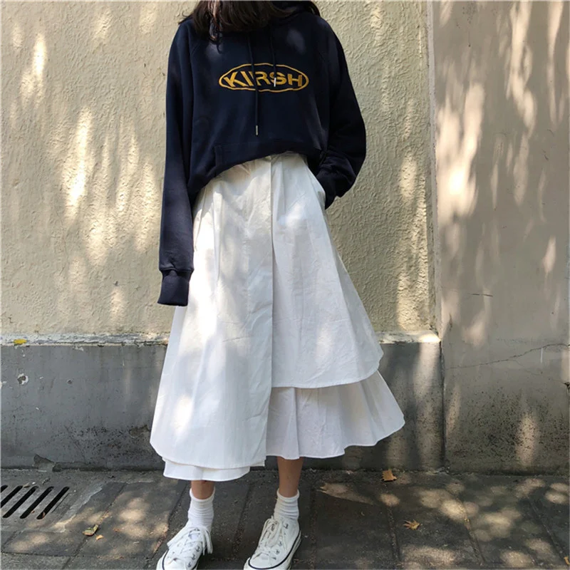 

Irregular High Waist A- line Skirt Women 'S Mid-Length 2021 Spring/Summer New Design Sense Hip-Covering Artifact Skirt