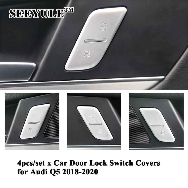 

4 шт./компл. SEEYULE кнопки переключения дверного замка автомобиля, отделка крышки, украшение, блестящая наклейка, автомобильные аксессуары для ...