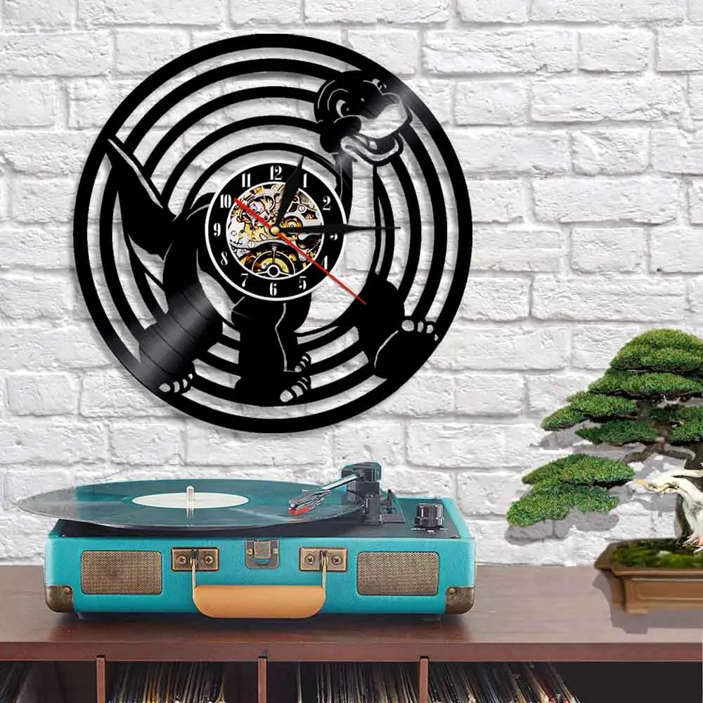 Виниловые настенные часы с силуэтом динозавра современный дизайн 3D животными